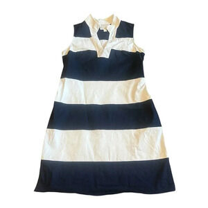 Sail to Sable STS Navy White Stripe Dress Sleeveless Sheath Size Small Women's
